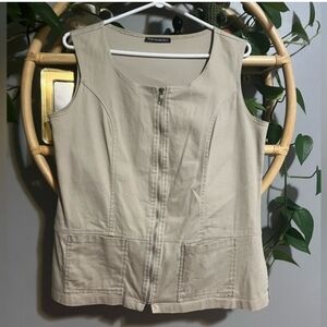 Neutral Beige Sleeveless Jacket